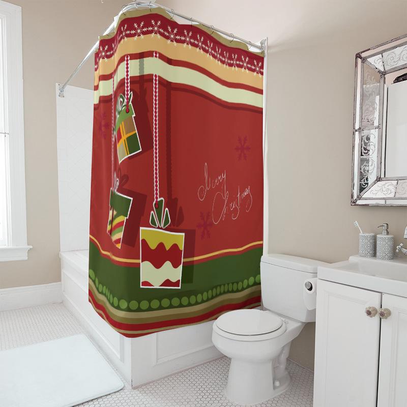 Ihre bezaubernde Weihnachts-Duschvorhang Festliche Feiertags-Badezimmerdekoration Wasserdichter Stoff Weihnachtsmuster Heimdeko Moderner Stil