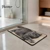 Washable Bathroom Mat Cute Cat Shape Rug, 3D Simulation Modeling, Soft Imitation Decorative Decor Cashmere Absorbent Floor Mat, Non-slip for