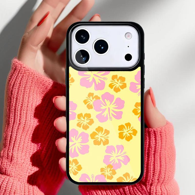 Hibiscus Flowers Floral Hybrid Phone Case for iPhone 17 16 15 14 13 Pro Max Back Cover for 12 11 Pro Coque