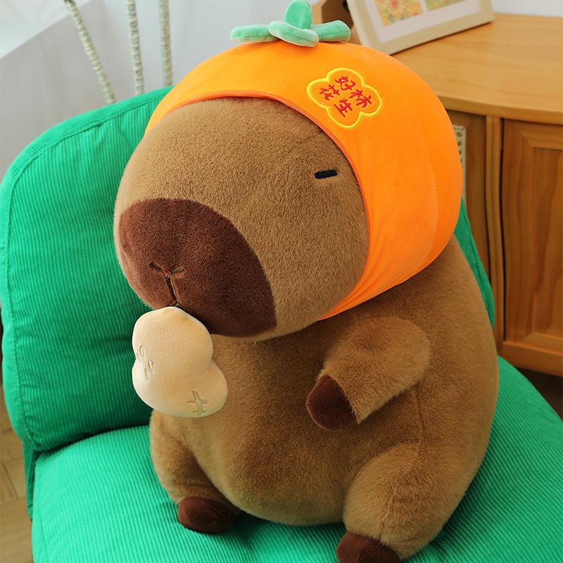 Peanut Capybara Persimmon Plush Toy Cartoon Stuffed Animal Doll Gift Decoration