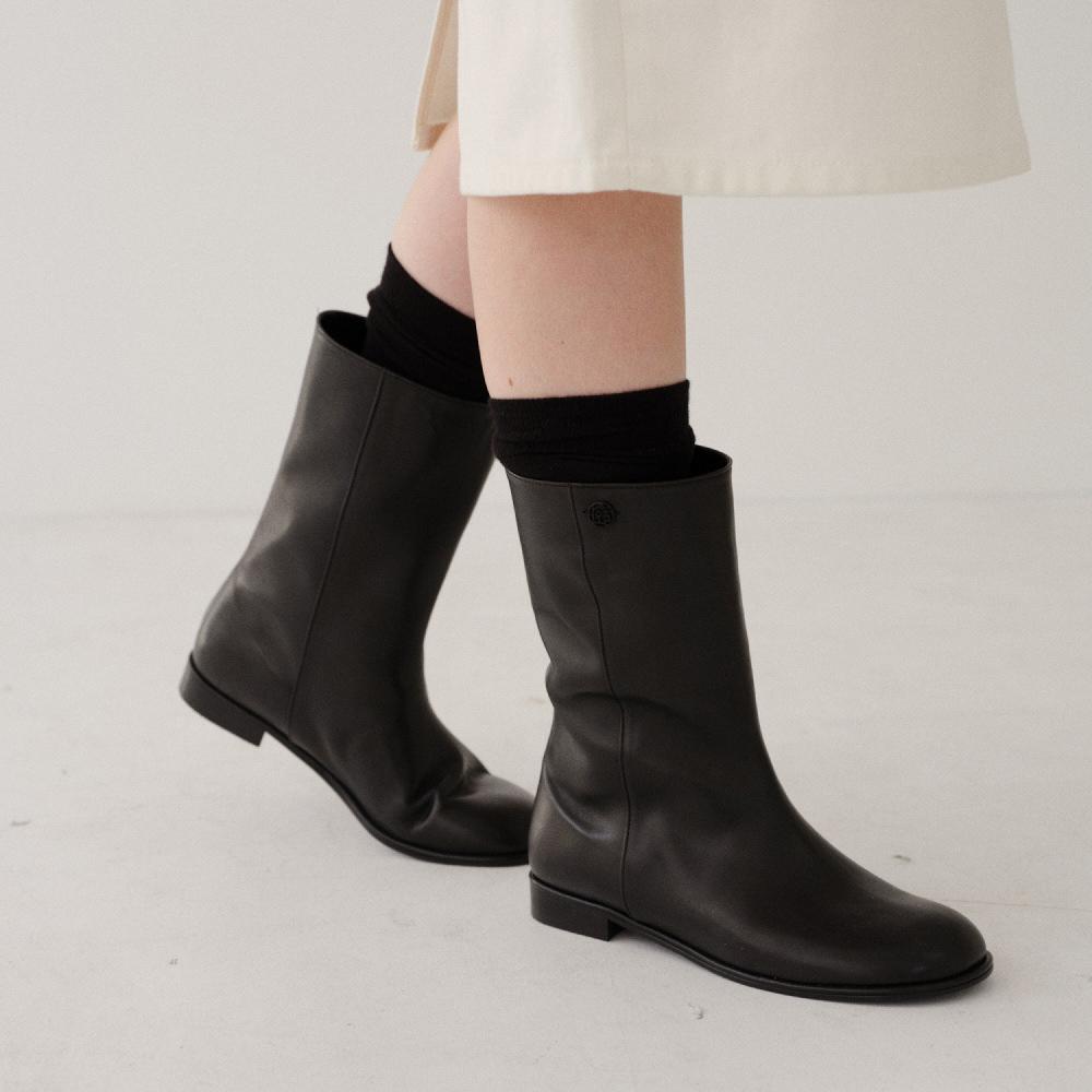 Roh Seoul Mute Middle Boots Black