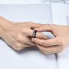 Fashion Men Black Stainless Steel Koa Wood Ring Inlay Colorful Abalone Shell Rings For Men Women Engagement Wedding Band