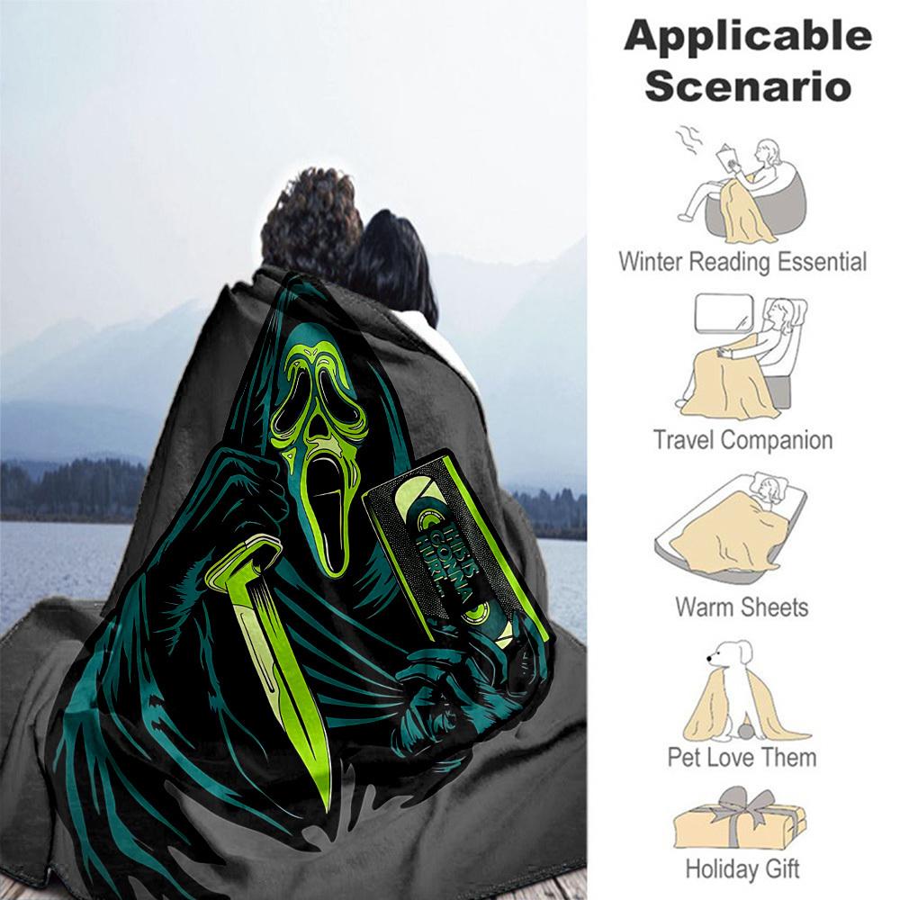 1pc Scream Outdoor Blanket Lightweight Flannel, Soft & Warm, All Season Use for Sofa, Outdoor, Camping, Living Room, Office, Chair