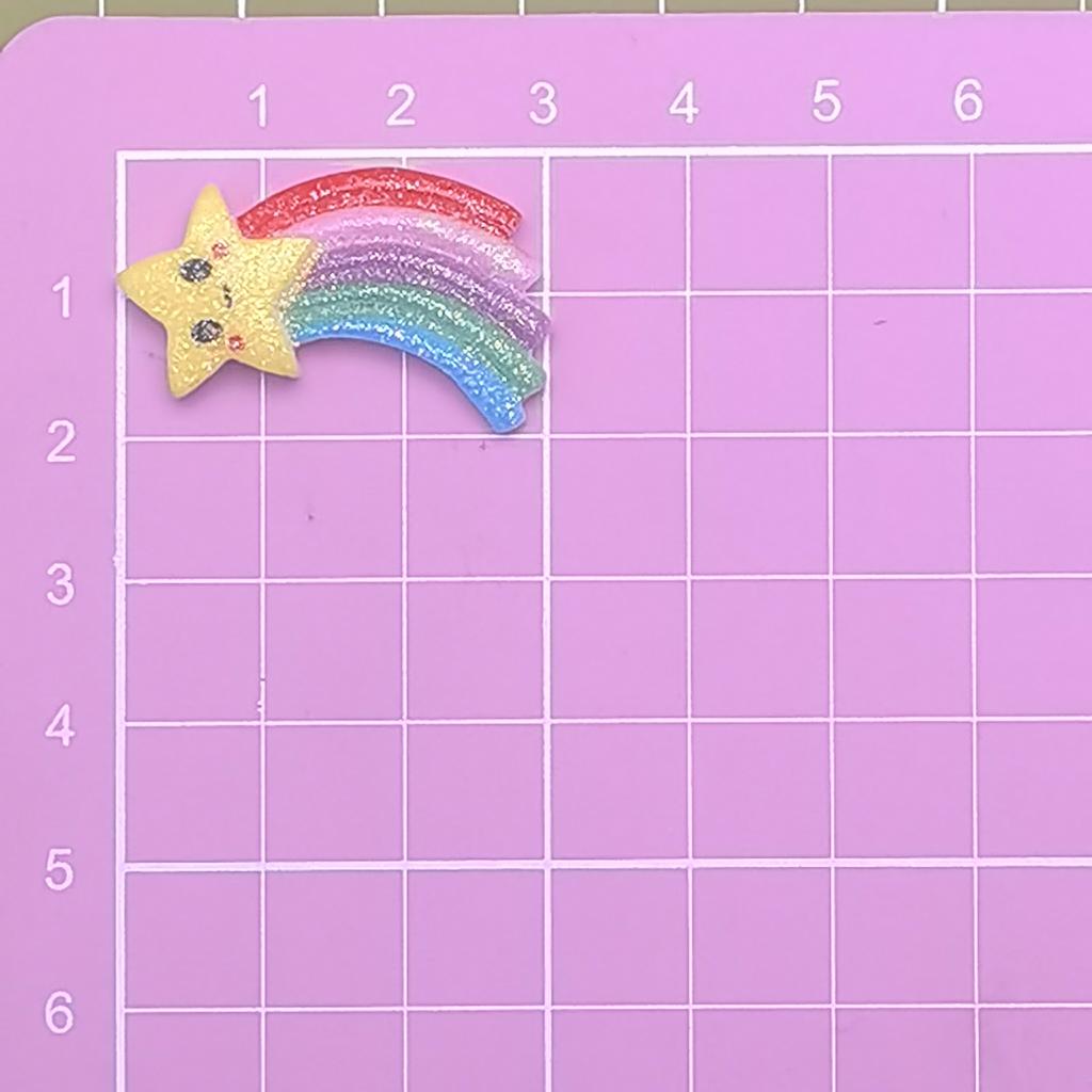 100pcs Kawaii Rainbow Cloud Flatback Charms Glitter Resin Cabochon Embellishments DIY Scrapbooking Supplies