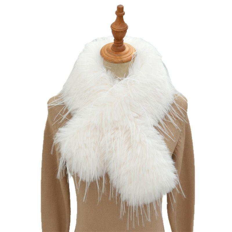 Fashionable versatile fur scarf, unisex neck warmer, double-layer thickened, warm and elegant faux fur scarf, fisherman hat