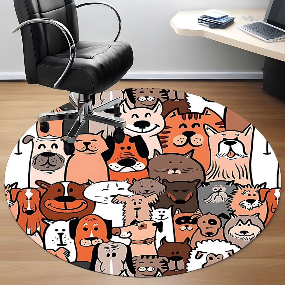 1pc Pets Animals Office Round Area Rug, Indoor Mat Suitable ForOffice, Under Office Chairs Bedroom Living Room Home Decor, Room Deco,  n61