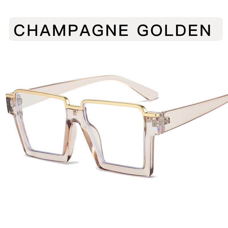 Módne okuliare s rámom veľkej veľkosti, štvorcový tvar, polorámový okuliarový rám pre ženy, dekoratívne sklo blokujúce modré svetlo