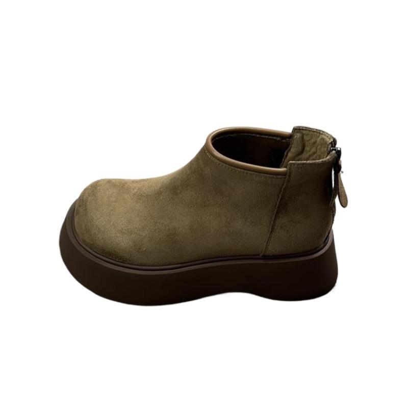 Flats Platform Suede Ankle Boots Winter Snow Plush Warm Cotton Shoes Mid Heels Fashion Boots Trend Goth Chelsea Botas Mujer