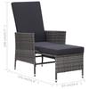 Garden Recliner with Cushions Poly Rattan Grey