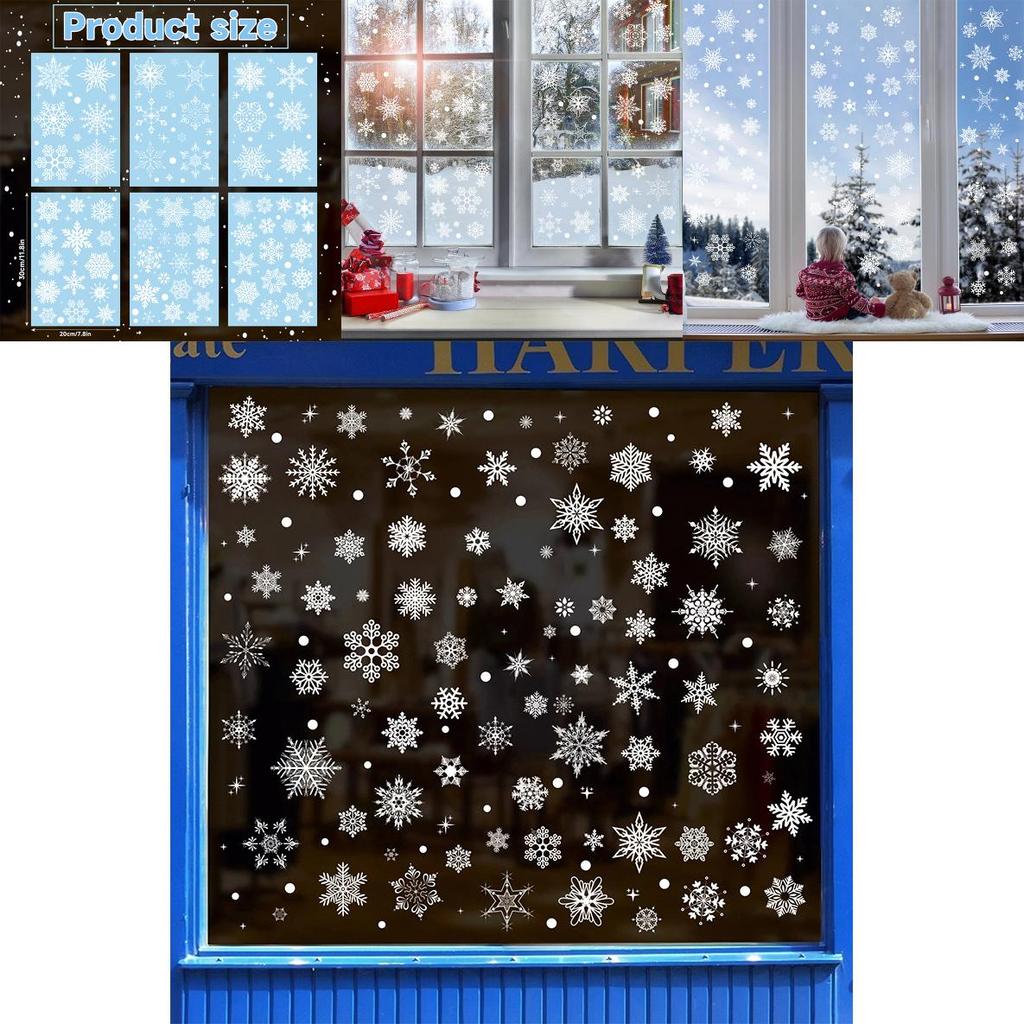Christmas Snowflake Static Cling Window Decals For Holiday Decor Set Of Six Pvc
