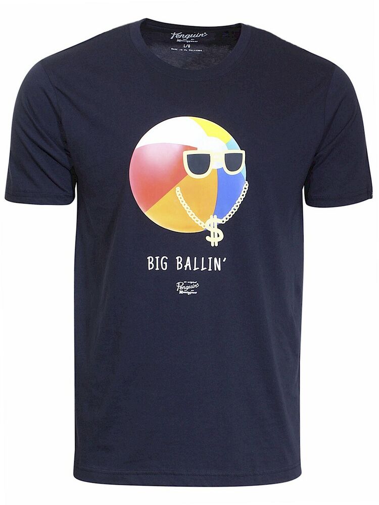 

Оригинальная футболка унисекс с короткими рукавами и круглым вырезом Penguin Big Ballin S