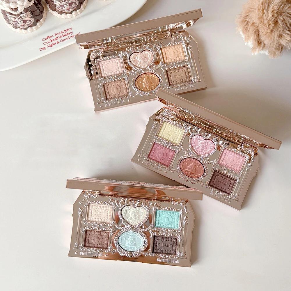 Flower Knows Sweetie Bear 6 Color Eyeshadow Palette Matte Shimmer Glitter Vegan Cruelty Free Waterproof High Pigment eyeshadow