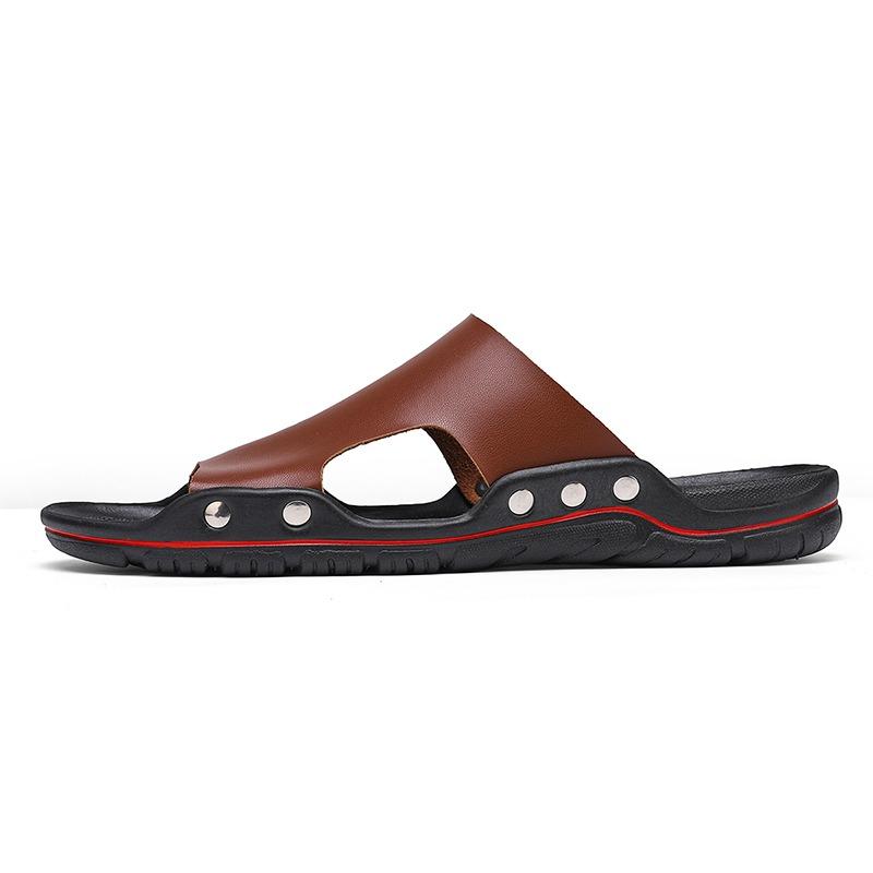 Fashion Summer Men Slippers Genuine  Breathable Clogs Sandals Beach Classics Leather Slides Outdoor Flip Flops Men Shoe