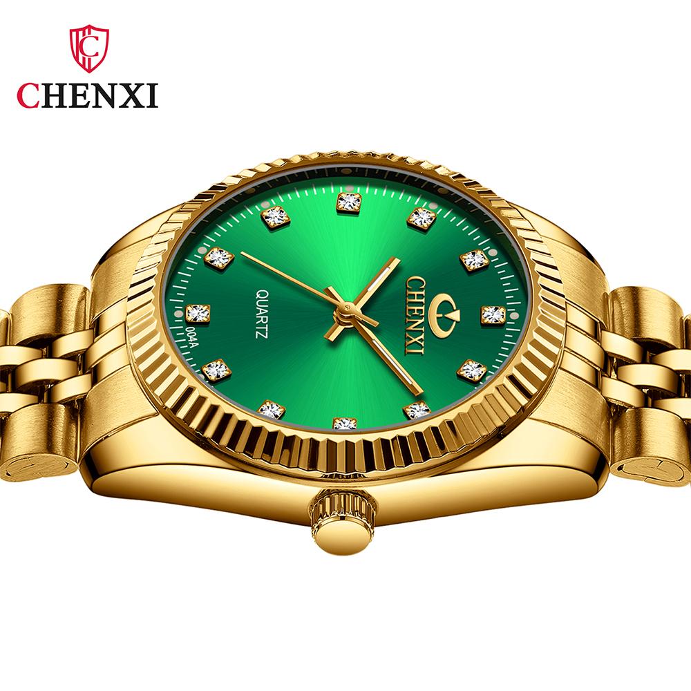 CHENXI Business Gold Couple Wristwatches Waterproof Luminous Couples Watch Fashion Stainless Steel Band Man Woman Watches