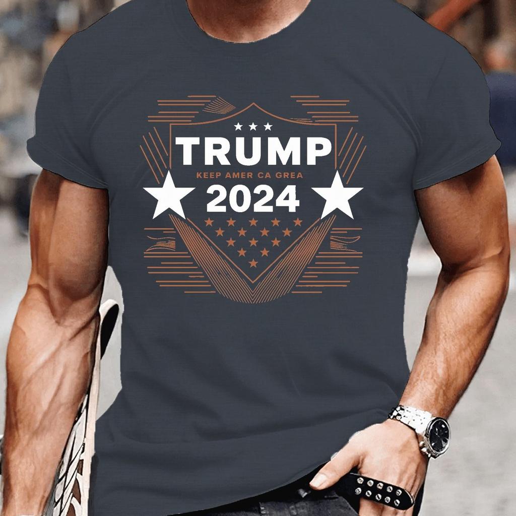 Men Donald Trump Letter Print T Shirt Men Funny 3D Graphic Tees Solid Color  Men's Harajuku Tshirt Daily Sports Streetwear Tops
