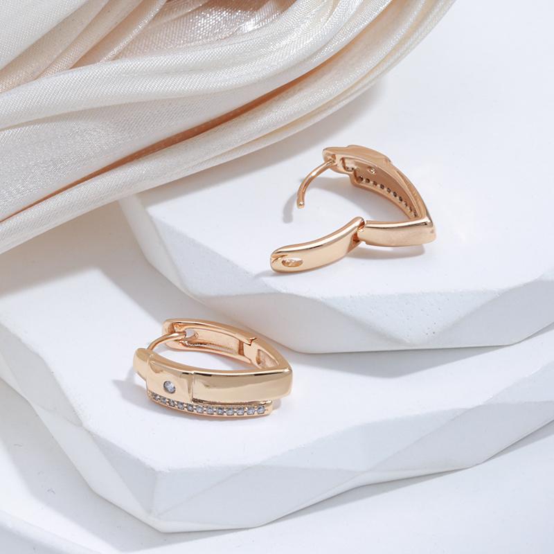 Kinel Luxury Rose Gold Color V Shape Clip Earrings For Women