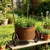 Metallkarre Blumen Pflanzgefäß Rustikale Metallschubkarre Pflanzenbehälter für Garten Hinterhof Terrasse Veranda Fensterbank Balkon