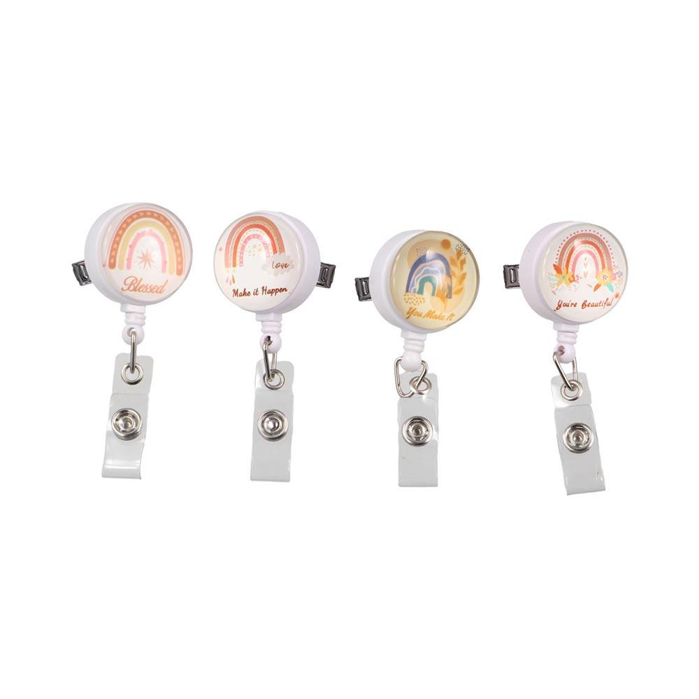 

Clip Key Holder Rainbow Retractable Badge Reel Nurse Badge Holder ID Card Clips Name Card Holder 05