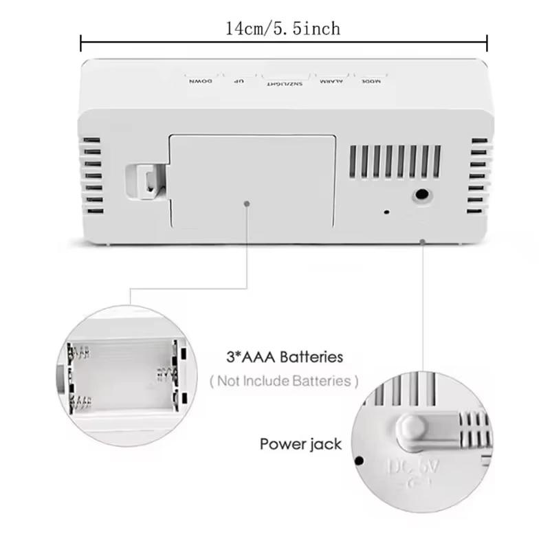 Mirror Led Digital Alarm Clock With Temperature Display And Smart Night Light For Bedroom, Makeup Vanity And Office Use