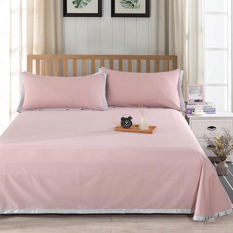 Solid Color Cotton Three-Piece Bedding Set for Single/Double Bed