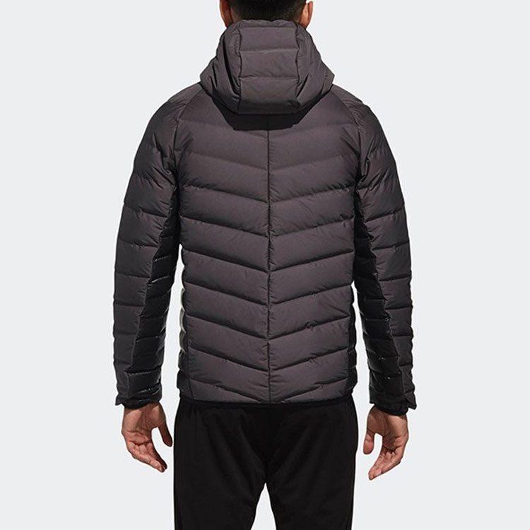 Adidas Down Jackets Men's Black Hooded Moderate Quilted Down Jacket CV6813