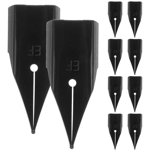 Fountain Pen Replacement Nibs, NUOLUX, Black Stainless Steel, Universal, 10-Pack