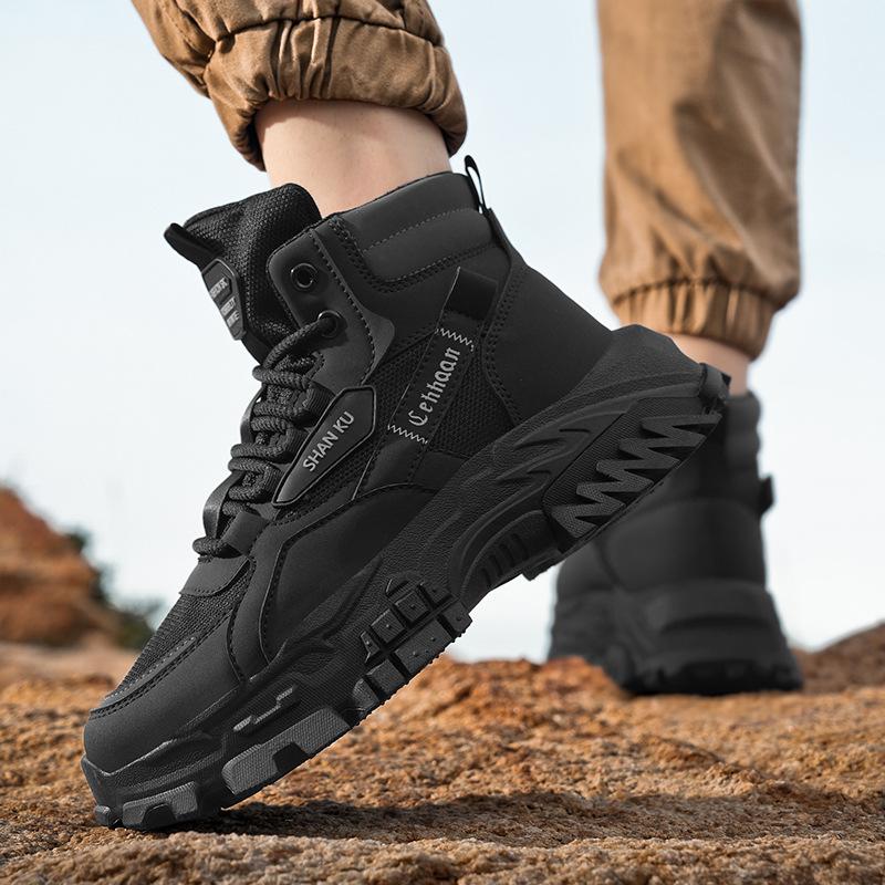 Men's shoes outdoor autumn and winter new thick-soled wear-resistant sports tooling shoes fashion casual Martin boots trend hiking shoes men