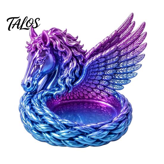 Entryway Catchall Tray 3D Printed Pegasus Jewelry Organizer Bowl, Winged Horse Trinket Tray, Elegant Small Item Storage Bowl Sculpture Desktop