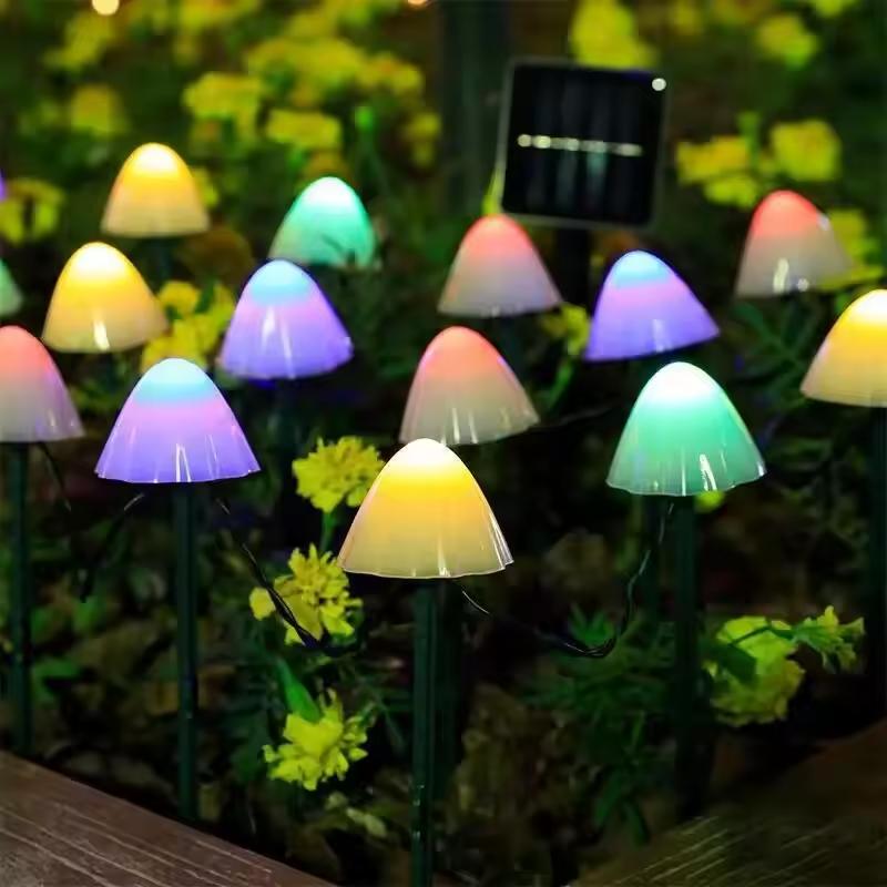 3.5m 10LED Solar Mushroom Lights Outdoor Waterproof Decorative Street Lights for Lawn Garden Patio Christmas Holiday Decoration