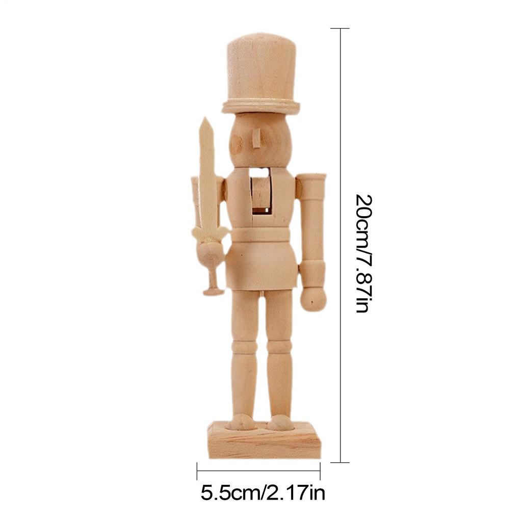 20cm Wooden Nutcracker Unpainted Handicraft Paint Your Own Nutcracker Figures Wood Nutcracker Unfinished With Paint Kit For Kids