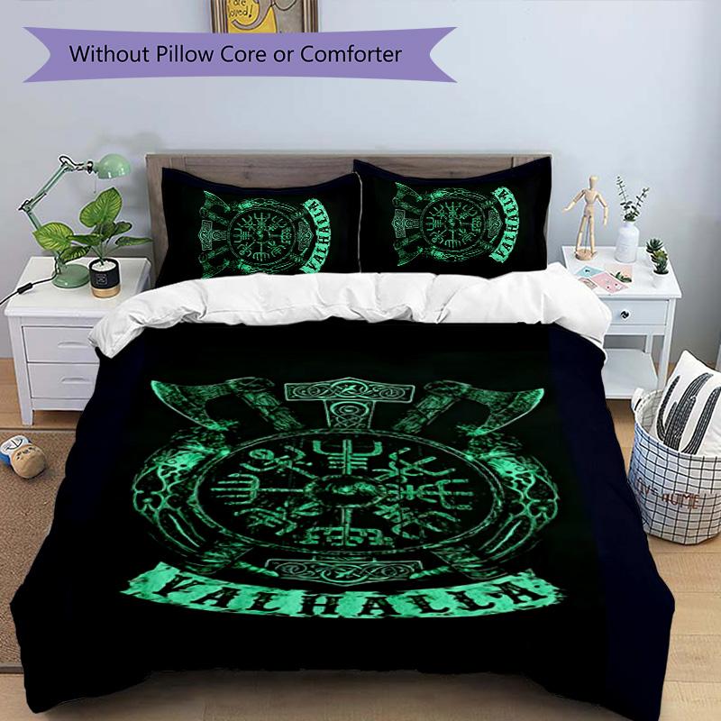 Mythologie Walhalla 3-teiliges Bettwäsche-Set Bettbezug Verschluss Enthält 1 Bettbezug & 2 Kissenbezüge für Alle Jahreszeiten Schlafzimmer Zuhause Wohnheim Dekoration