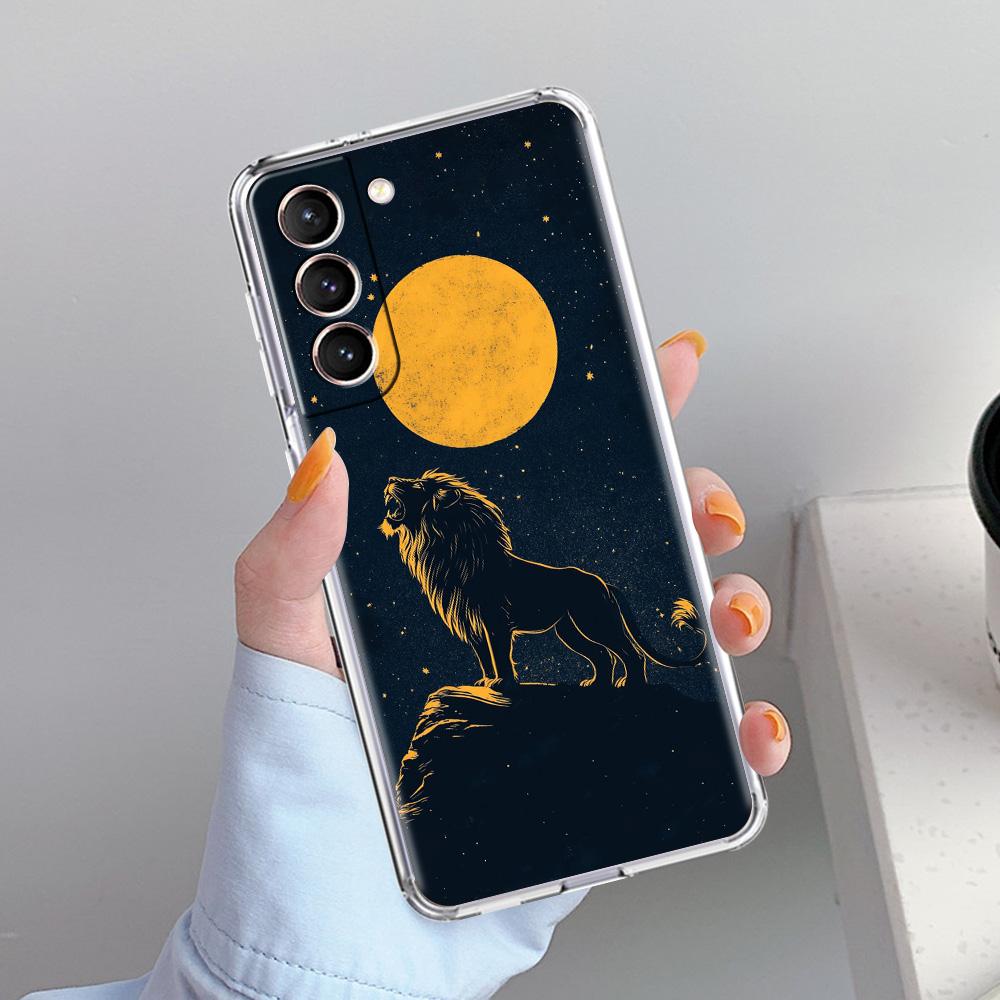 Phone Case For Samsung Galaxy S26 S25 S24 S23 S22 Ultra S20 S21 FE 5G Plus Soft Clear Cover Concise Lion Pattern