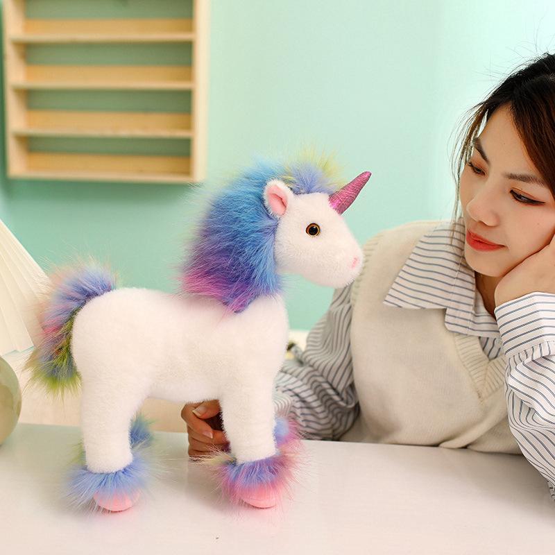 Cute colorful unicorn doll plush toy unicorn pony doll girl company soothing doll