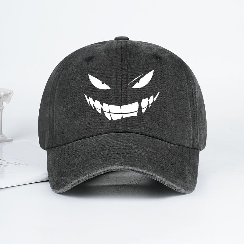 Devil Smile Washable Baseball Cap Lightweight and Breathable Edgy Dark Style Fashion Statement Daily Commute, Outdoor Hiking Hol