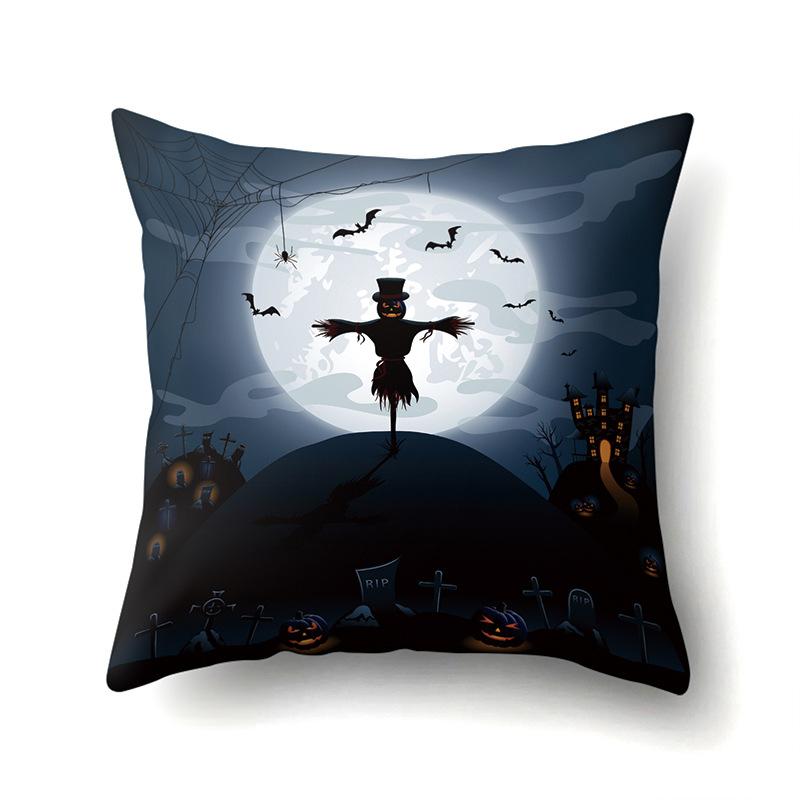 Halloween Polyester Pillow Case Car Waist Pillow Pumpkin Sofa Cushion Cover Office Living Room Pillow Case