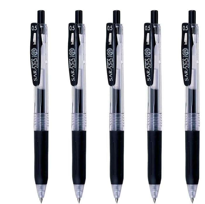 Sarasa Clip Gel Ballpoint 5 smooth vivid S A R A S A C L I P original logo packaging M Pen, Black, 0.5mm, pens, P-JJ15-BK5 Water-based, writing, чёрный