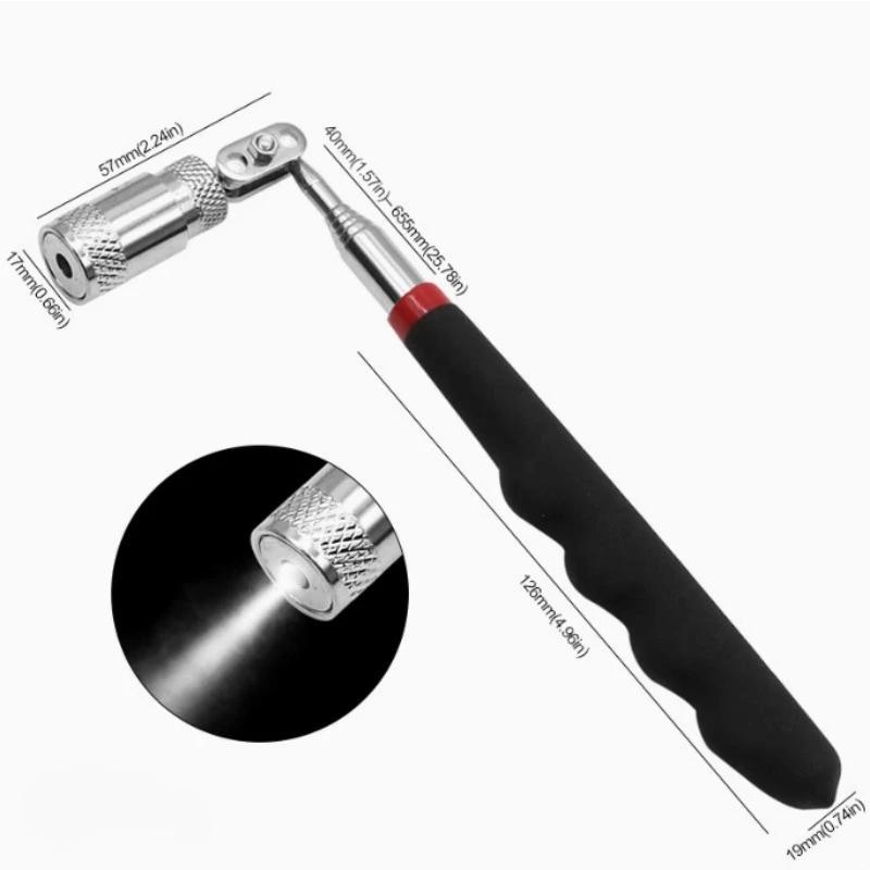 Extendable Magnetic Pickup Tool with LED Light | Retrieving Dropped Screws,Nuts,Bolts| Flexible Grabber for Tight Spaces & Hard