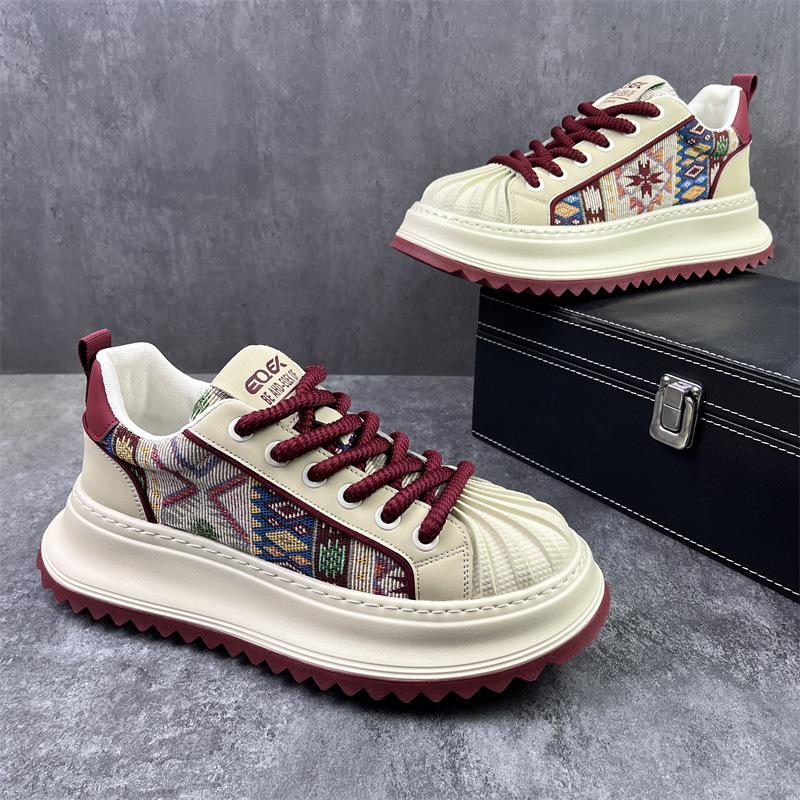 

Mixed Colors Men Casual Shoes 2025 Autumn New Sneakers Pu Leather Anti Slip Outdoor Comfortable Lace Up Platform Running Shoes 39