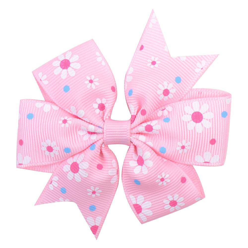 20 Stück/Los Bedruckte Blume Haarschleifen mit Clip für Babymädchen Grosgrain-Band Boutique Haarspange Haarspangen Haarschmuck 039