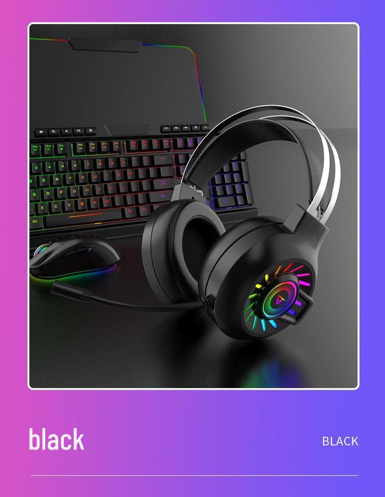 H300 RGB Luminous On-Ear Headphones - Heavy Bass Gaming Headset for E-Sports and 'Chicken Dinner' Wins.