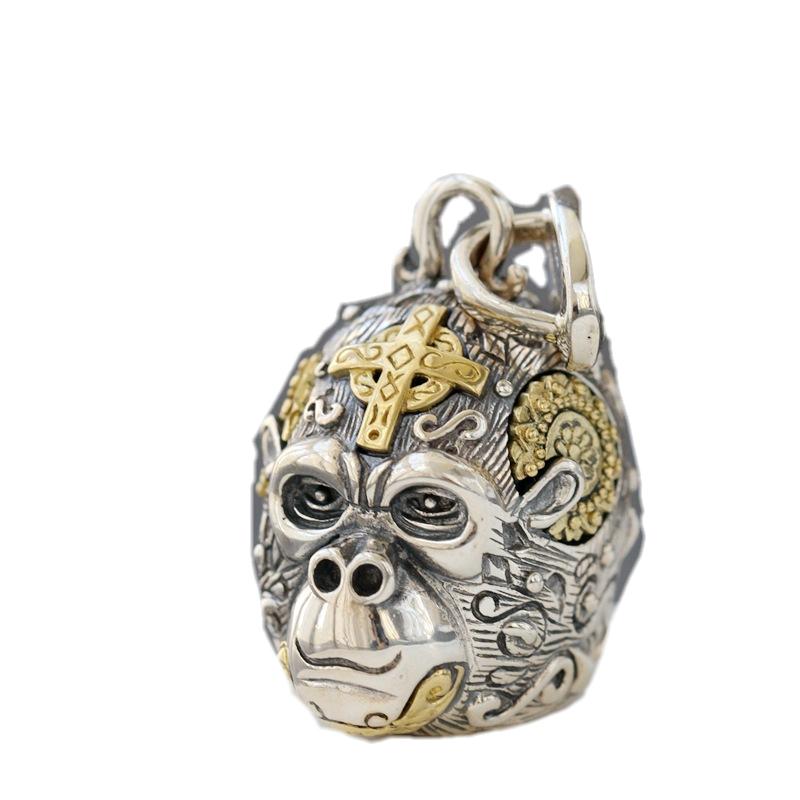

НОВЫЙ серебряный S925 ретро-модный нестандартный мужской кулон Gorilla 02869