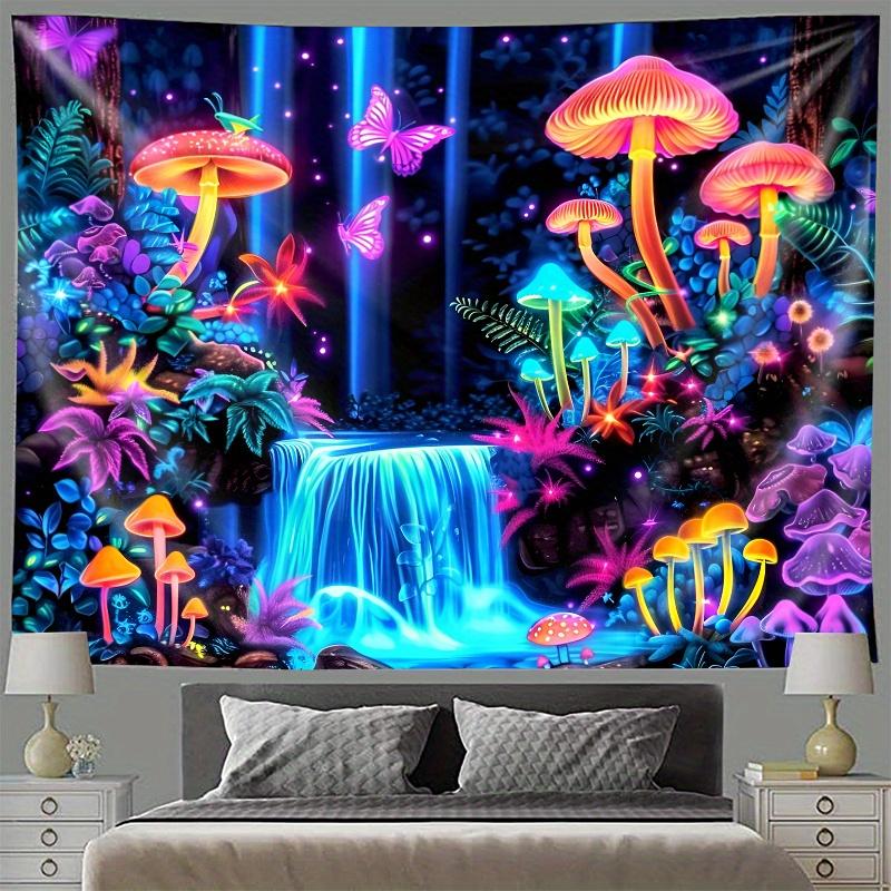 VIKAMA Богемный Флуоресцентный Гриб Водопад Бабочка Фотофон Настенный Декор для Спальни Гобелен 75X58CM(2.5X1.9FT