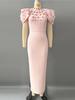 European-American Elegant Bandage Dress with Pleated Design and Rhinestone Accents