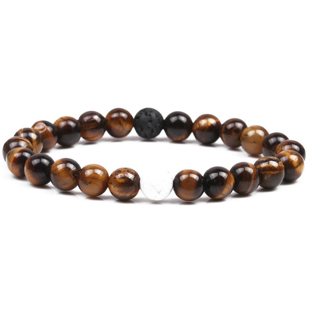 Chakra Beaded Bracelet Men 8mm 12mm Natural Stone Lava Rock Tiger Eye Onyx Matte Howlite Healing Beads Charm Yoga Women Jewelry