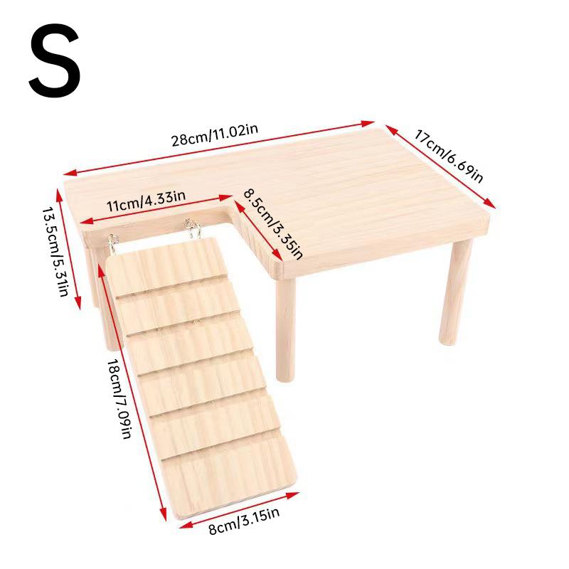 

Wooden Hamster Platform with Stairs Small Pet Climbing Toy Rutin Chicken Mice Two-Story Landscape Table Accessory Wear Resistant