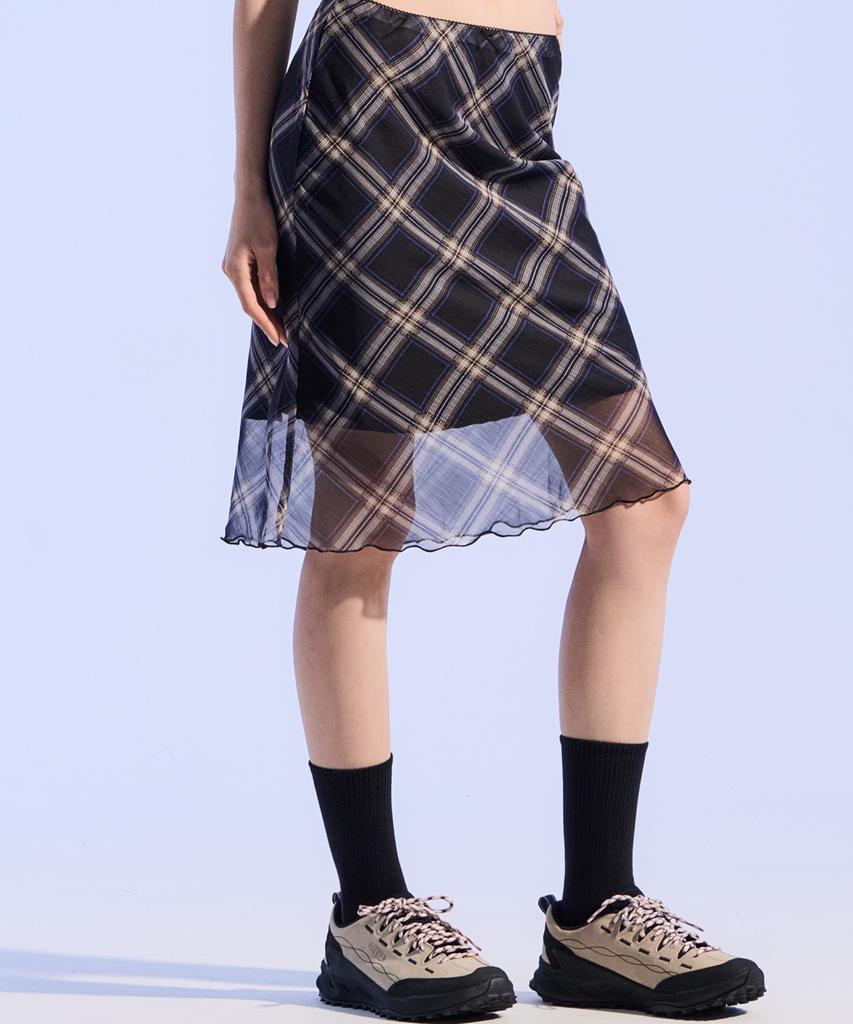 Moa Mesh Mood Skirt (Midnight Plaid)