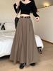 2026 New High-Waist A-Line Chic Long Suit Half-Skirt for Women - Spring/Autumn Korean Style Slimming Umbrella Skirt