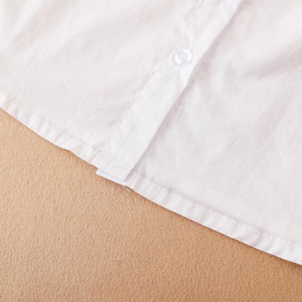 Camisa de Menina Colarinho Bordado Blusa de Manga Comprida para Menina Bebê Fofa Idade 2-6 Camisa Infantil Branca