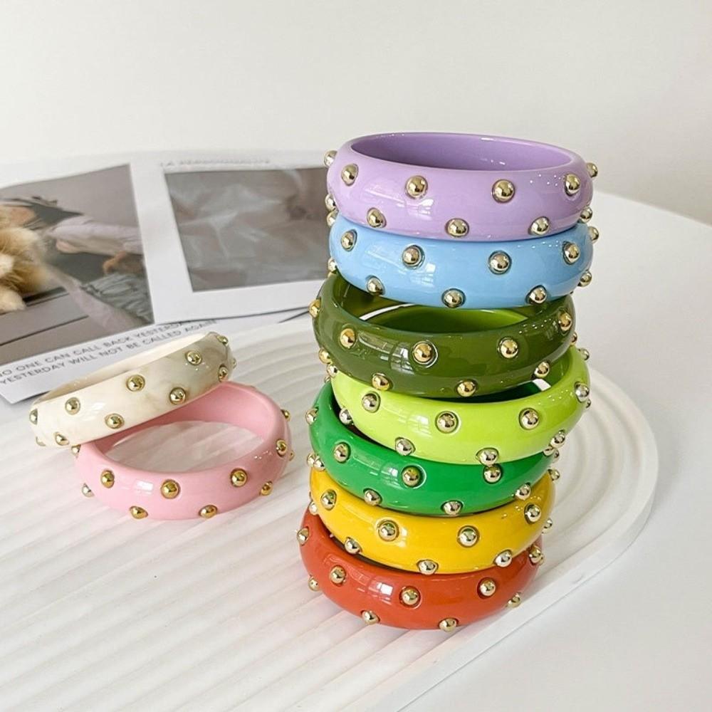Punk Style Resin Bangle Vintage Wide Bangle Trendy Acrylic Bracelet  Women Accessories