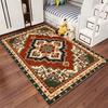 Vintage Bohemian Area Rug with Red Geometric Floral Pattern Design Suitable for Use As an Anti-slip for Living Room Bedroom Sofas